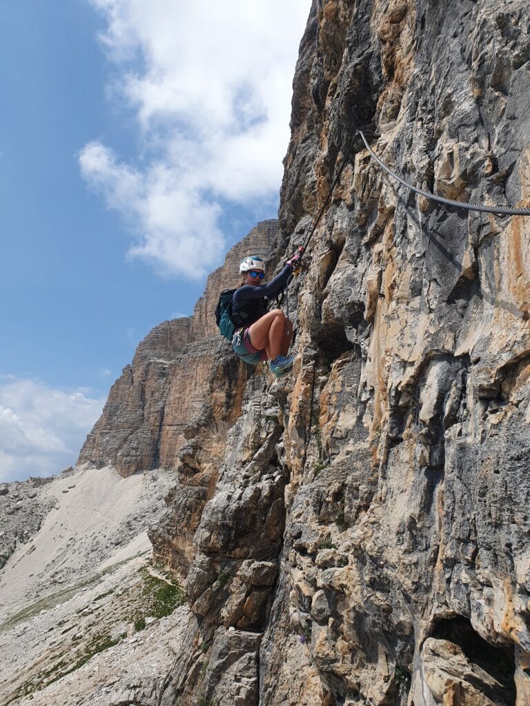 Dolomitinės Alpės, traversavimas stačiąja via ferrata Cesare Piazzetta atkarpa