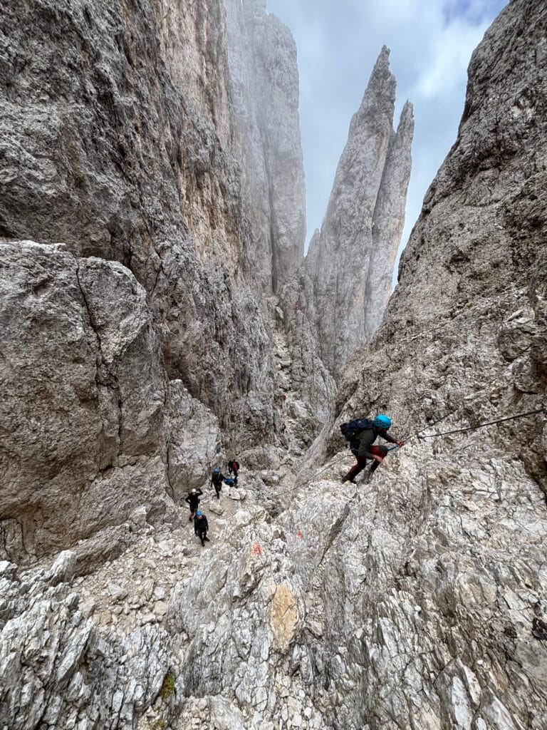 Labai įdomus kopimas via ferrata Passo Santner