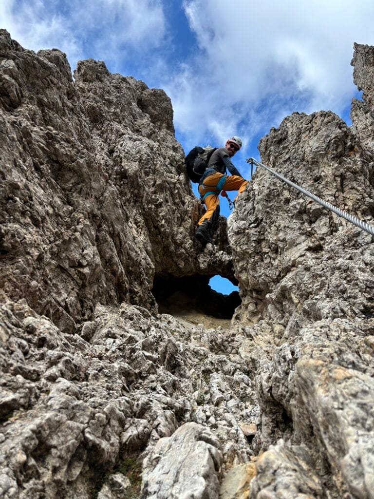 Labai įdomus kopimas via ferrata Passo Santner