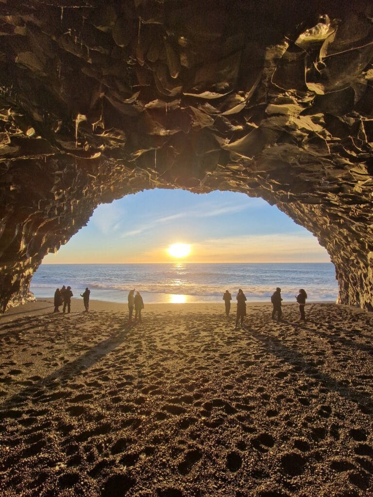Inside of the Hálsanefshellir cave in Iceland