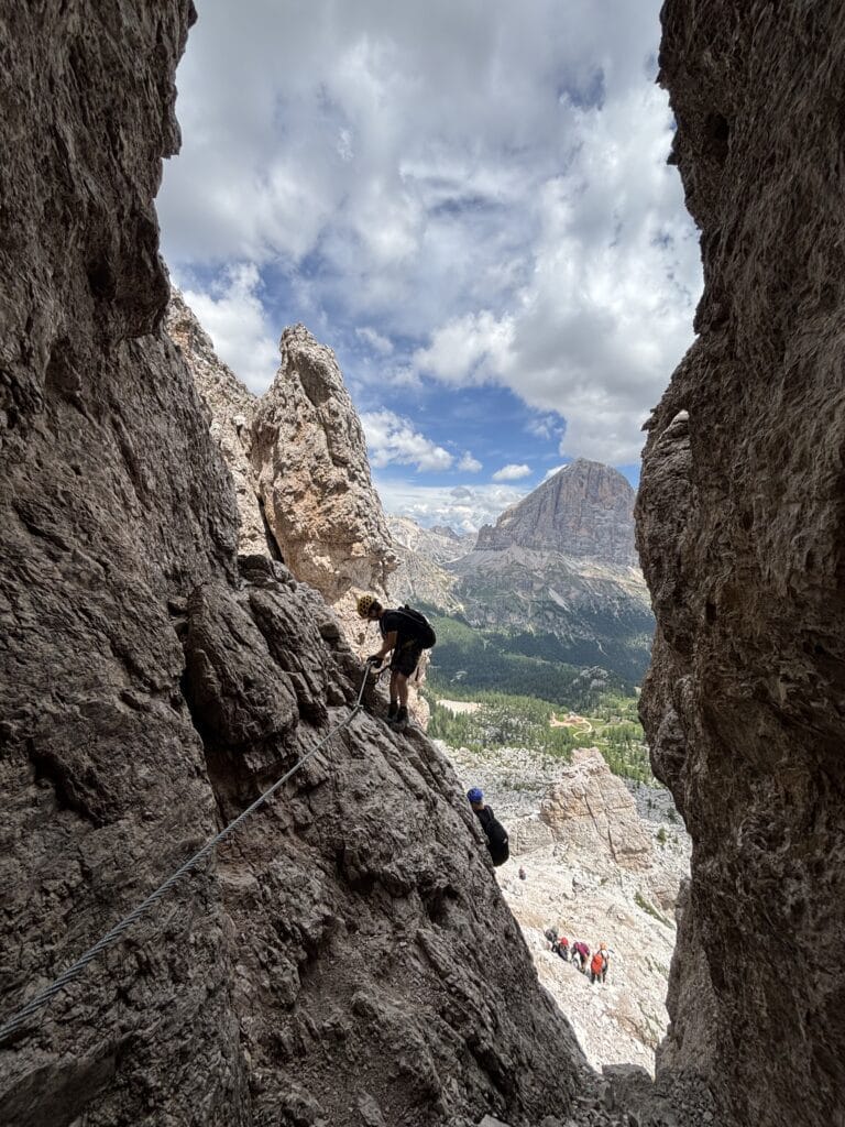 Lipimas via ferrata Averau, Italijos Dolimitai
