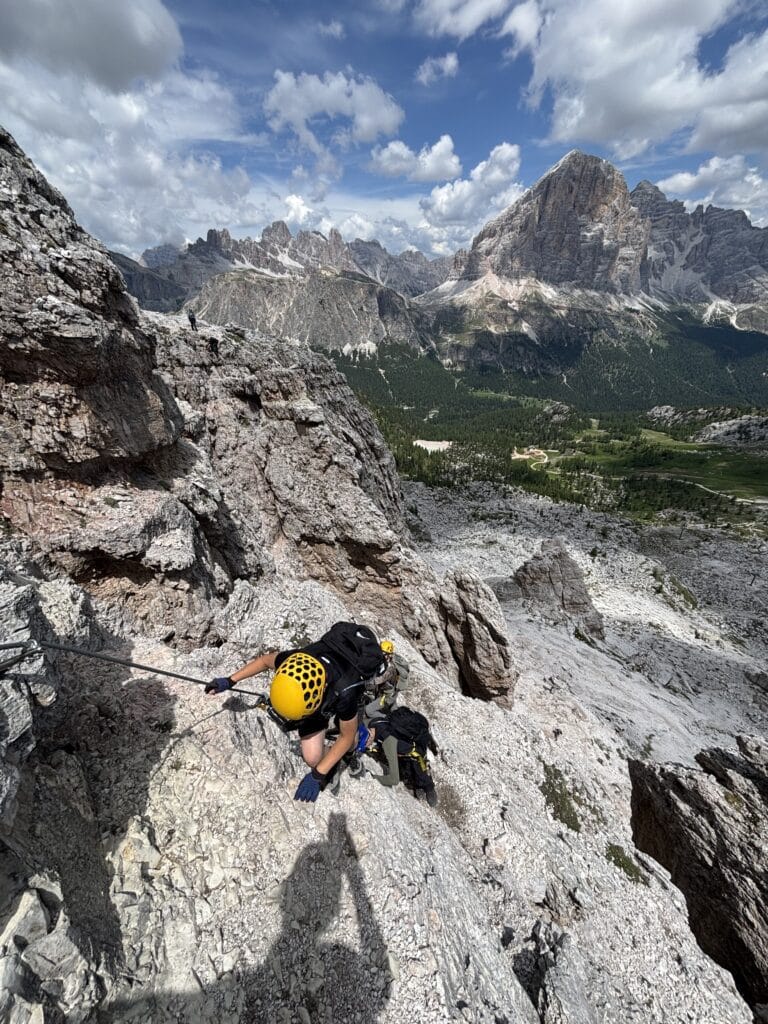 Lipimas via ferrata Averau, Italijos Dolimitai